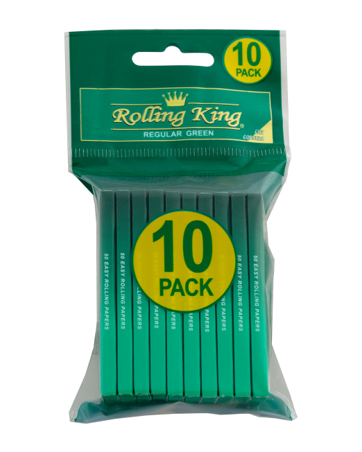 Rolling King Green Regular Rolling Papers - Pack of 10